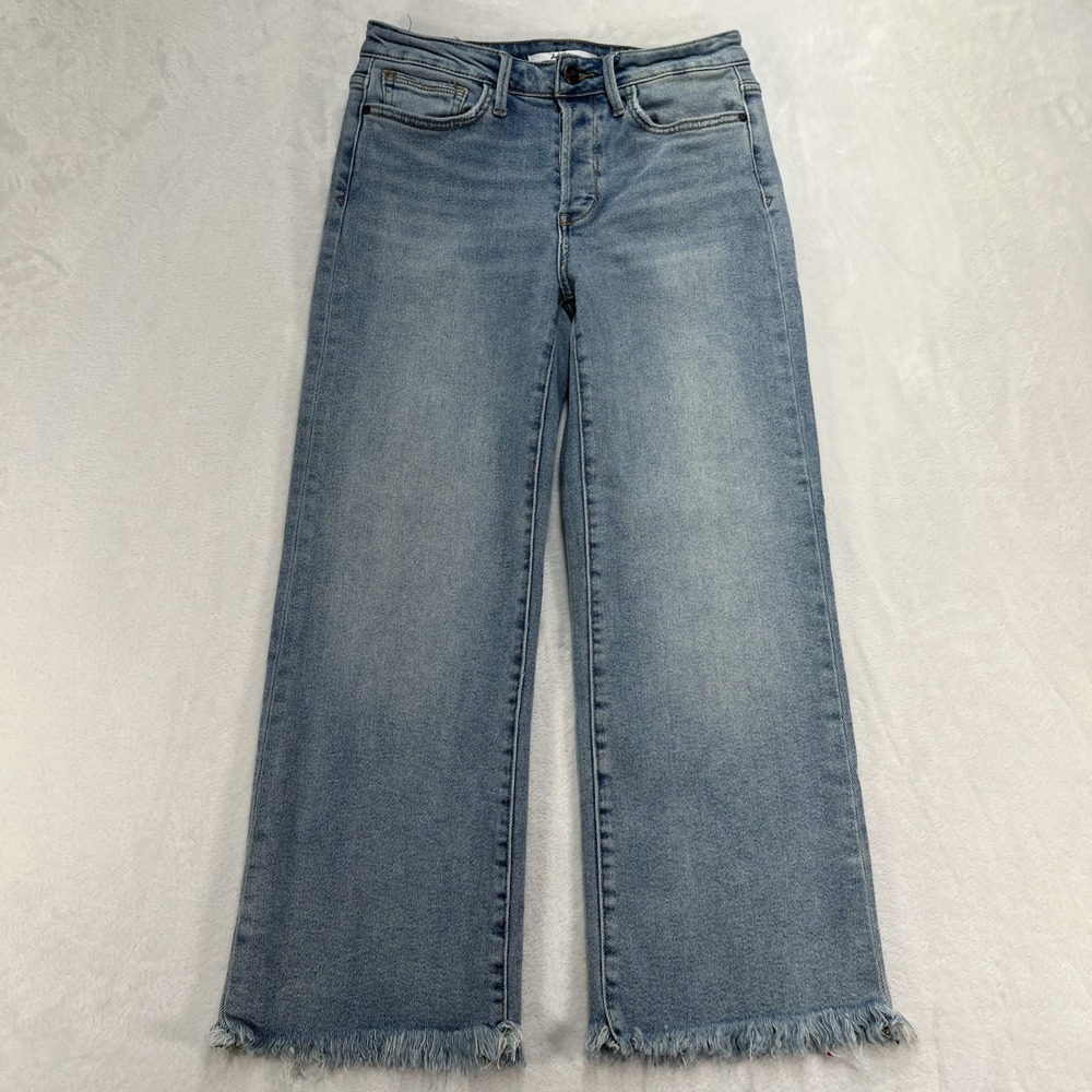 Sam Edelman The Chelsea Wide Leg Crop Womens 28 Raw Hem Light Wash